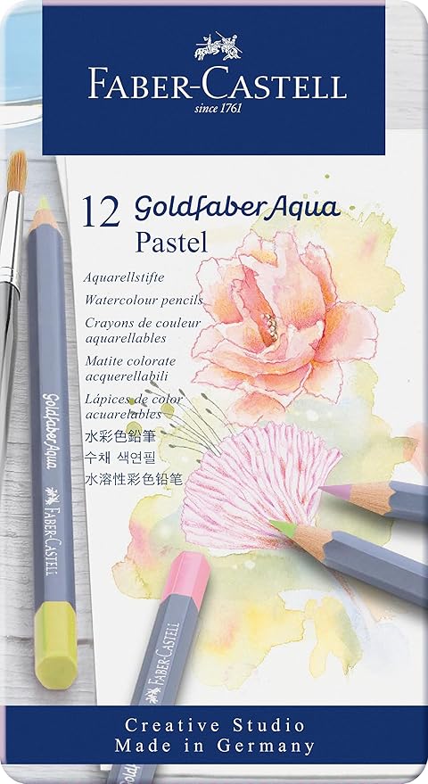 Faber-Castell Goldfaber Aqua Pastel Watercolor Pencils - 12 Pastel Water Colored Pencils, Water Color Pencils for Painting and Drawing