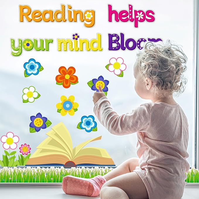 Spring Flowers Bulletin Board Decorations Set,Spring Classroom Decor Colorful Flowers Cutouts Bulletin Board for Spring Holiday Party School Classroom Home Window Wall Decor Supplies