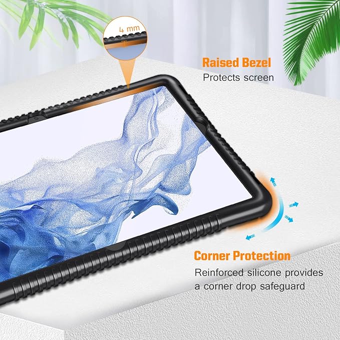 Fintie Silicone Case for Samsung Galaxy Tab S8/Tab S7 11 Inch (Model SM-X700/X706/T870/T875/T878), [S Pen Holder] Honey Comb Series Kids Friendly Light Weight Shock Proof Protective Cover, Black