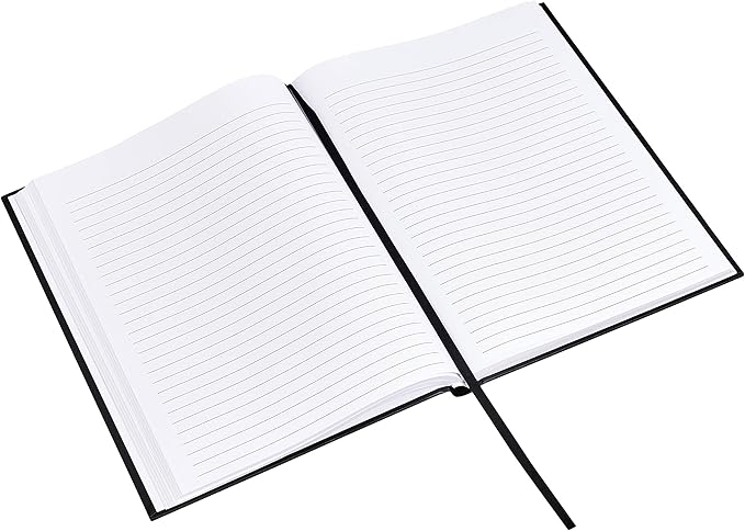 Amazon Basics Professional Hardcover Writing Journal for Journaling and Note Taking, Sturdy, Perforated Pages, 10.5 x 7.5 inches, Black, 2-Pack