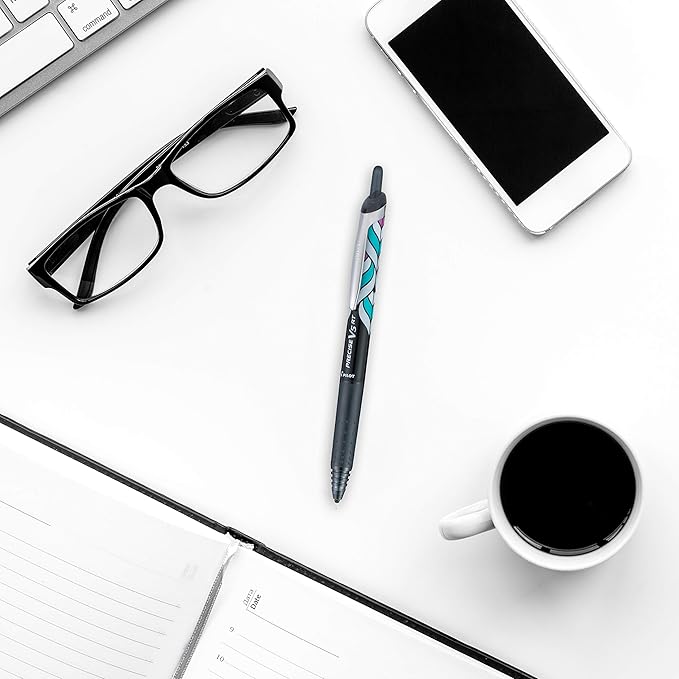 Pilot Precise V5 RT Refillable & Retractable Rollerball Pens, Extra Fine Point Pens 0.5 mm, Black, Tub of 48 - Ideal for School, Journaling & Office Writing