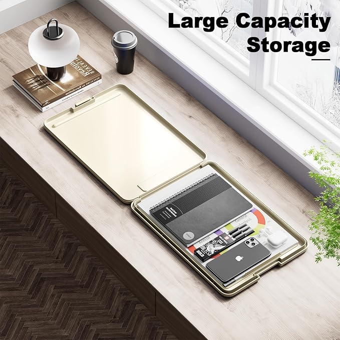 Hongri Clipboard with Storage, 8.5 x 11 Nursing Clip Board Foldable Storage for Nurses, Lawyers, Students, Classroom, Office, School, Size 13.4 x 9.4 X 0.9 in, Khaki