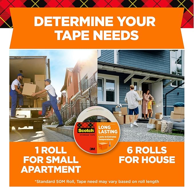 Moving & Storage Tape, 1.88" x 54.6 yards, 3" Core, Clear, 6 Rolls/Pack