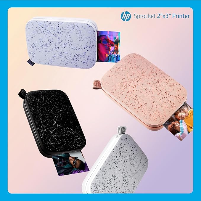 HP Sprocket Portable 2x3 Instant Photo Printer (Luna Pearl) Print Pictures on Zink Sticky-Backed Paper from Your iOS & Android Device.