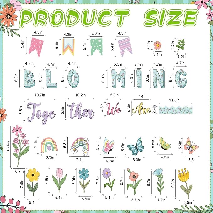 Pasimy Spring Bulletin Board Decorations 3D Sunflower Bulletin Board Set Bee Classroom Decor Honeycomb Butterfly Flower Cutouts Spring Borders for Home Office Wall Door Window Supplies(Diverse)