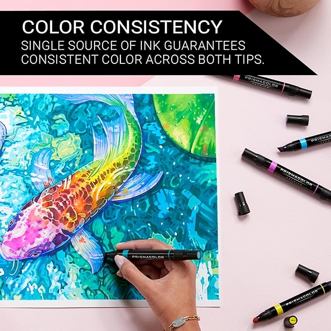 Prismacolor Premier Dual-Ended Art Markers, Chisel and Fine Tips, Hyper Bright Colors, 12 Count - Art Supplies, Alcohol-Based Ink, Creative, Artist, Adult Coloring