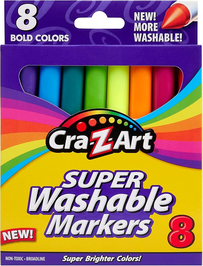 Cra-Z-Art Bold Washable Broadline Markers, 8 Counts