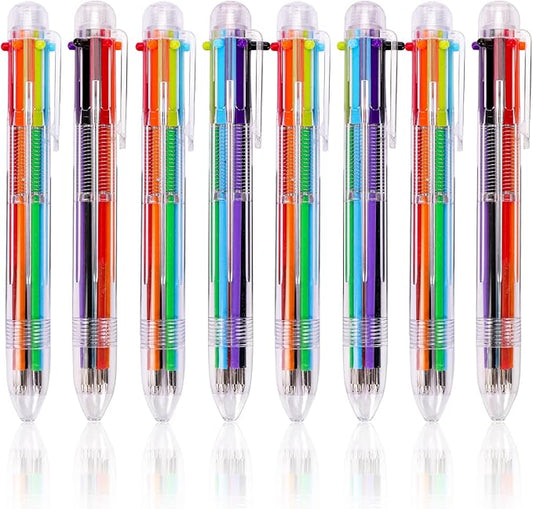 JPSOR 28 Pack Multicolor Pen, 0.5mm 6-in-1 Multicolor Ballpoint Pens, 6 Colors Retractable Ballpoint Pens for Office School Supplies Students Gift