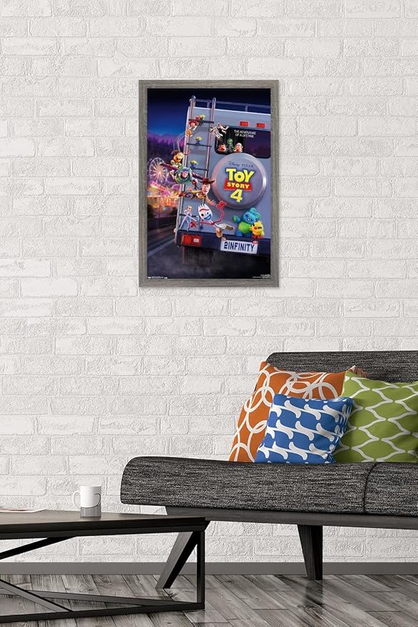 Trends International Disney Pixar Toy Story 4 - Final One Sheet Wall Poster, 14.725" x 22.375", Barnwood Framed Version
