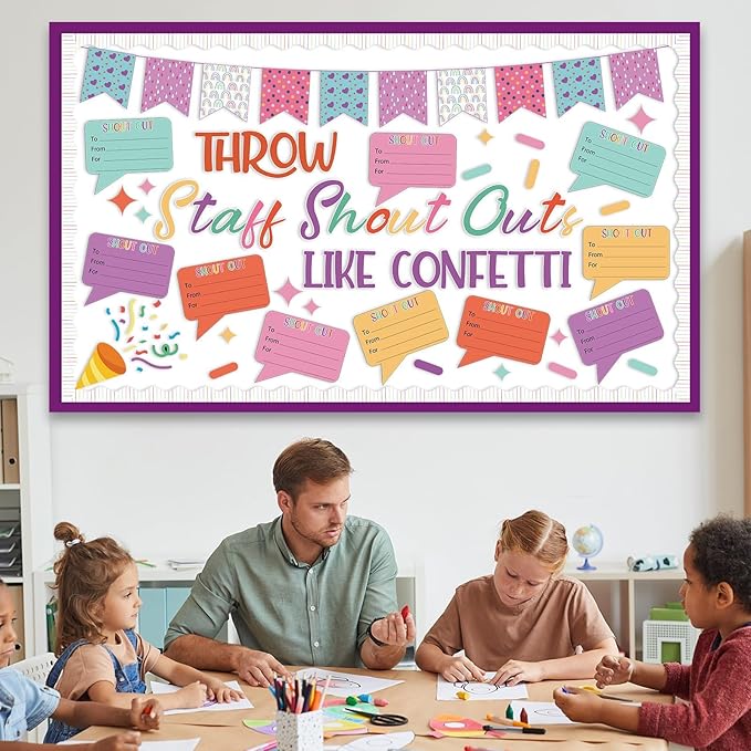 Staff Shout Out Bulletin Board Decorations Throw Staff Shout Out Like Confetti Bulletin Board Set with 20 Appreciation and Recognition DIY Craft Cutouts for School Classroom Office Wall Decor Supplies