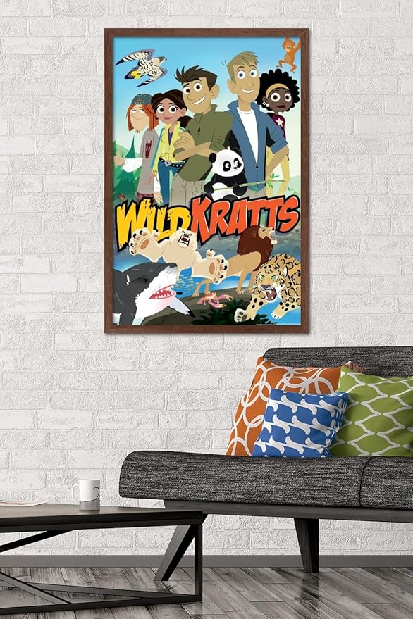Wild Kratts - Group Wall Poster, 34L" x 22.4W", Mahogany Framed Version