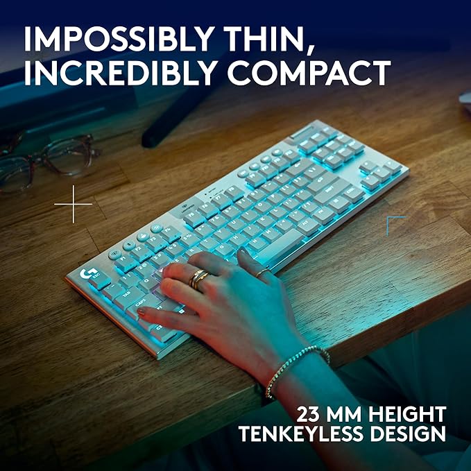Logitech G915 X Lightspeed TKL Low-Profile Wireless Gaming Keyboard, Double-Shot PBT Keycaps, Fully Programmable Keys, RGB Backlighting, Sleek Aluminum Finishing, GL Brown Tactile - PC/Mac - Black