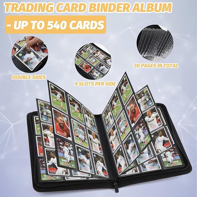 Trading Card Binder, Card Collection Binder Album Folder with 540 Side Loading Pockets, 9 Pocket Trading Card Album Folder for TGC,MTG, Baseball Cards, Yugioh(Green)