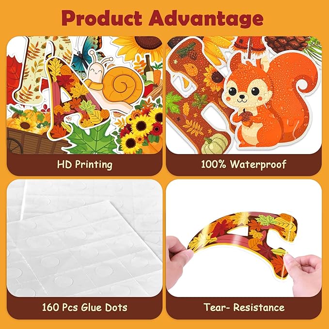 80 Pcs Happy Fall Cutouts for Bulletin Board Decor Set with Border - Fall Thanksgiving Paper Cut-Outs Autumn Themed Maple Leaves Pumpkin Wall Decals for Kids Teacher Supplies Classroom School