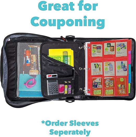 Case-it The Dual 2-in-1 Zipper Binder - Two 1.5 Inch D-Rings - Includes Pencil Pouch - Multiple Pockets - 600 Sheet Capacity - Comes with Shoulder Strap - Mint Blue Dual-101