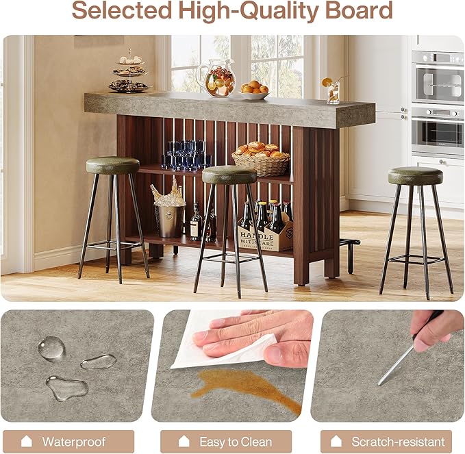 Tribesigns 63-Inch Large Bar Table, 2-Tier Home Bar Unit Mini Height Pub Table with Footrest, Modern Kitchen Island Coffee Bar Cabinet for Dining Room, Bistro, Living Room | 2-Tier, Height Pub Table, with Footrest, Modern, for Home Kitchen