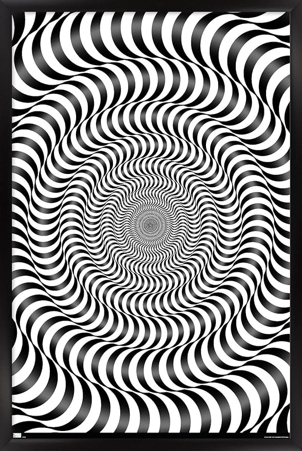 Trends International Zebra Stripe Optical Illusion Wall Poster, 14.725" x 22.375", Black Framed Version