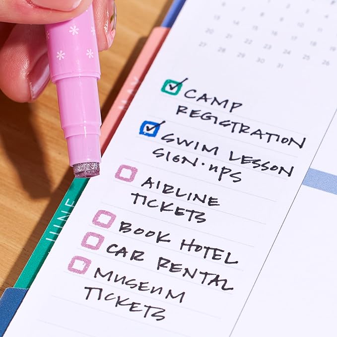Erin Condren Dual Tip Markers, Colorful and Versatile Marker Set for Journals, Planners, and Note-Taking, Includes Fine Tip and Medium Tip, Metallic, Set of 6