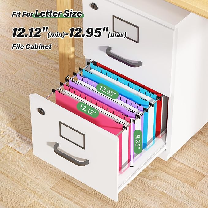 Ansook Extra Capacity Plastic Hanging File Folder Letter Size,Heavy Duty 2" Expansion Hanging Folder with Tabs,12 Pack Reinforced Hanging File Organizer,Filing Cabinet Folders for Office Bulk Files