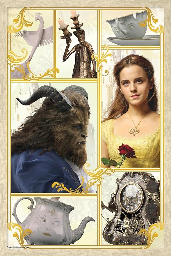 Trends International Disney Beauty And The Beast - Group Wall Poster, 34L x 22.4W, Blonde Framed Version