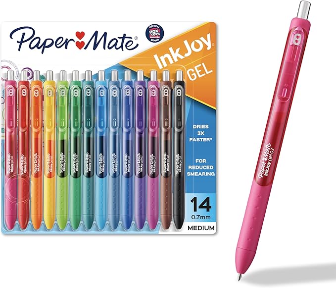 Paper Mate Colorful Gel Pens - InkJoy Gel Pens Assorted Medium Point (0.7). Perfect for Vibrant Colored Writing and Sketching InkJoy 42 Count, Pack of 3