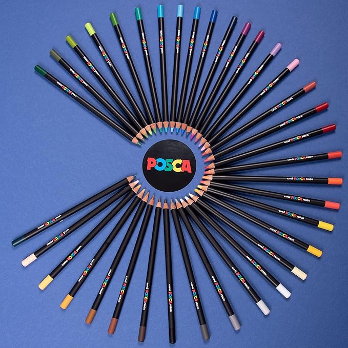 uni POSCA Colored Pencils, 4.0mm Lead, Assorted Set, 36 Pack