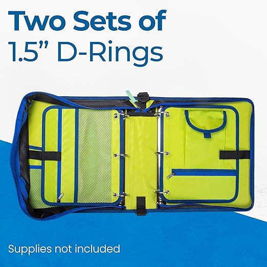 Case-it The Dual 2-in-1 Zipper Binder | Two 1.5-Inch D-Rings, 600 Sheet Capacity, Pencil Pouch & Multiple Pockets | School & Office Organizer with Shoulder Strap | Dual-101 Monster Design Red | 6 Pack