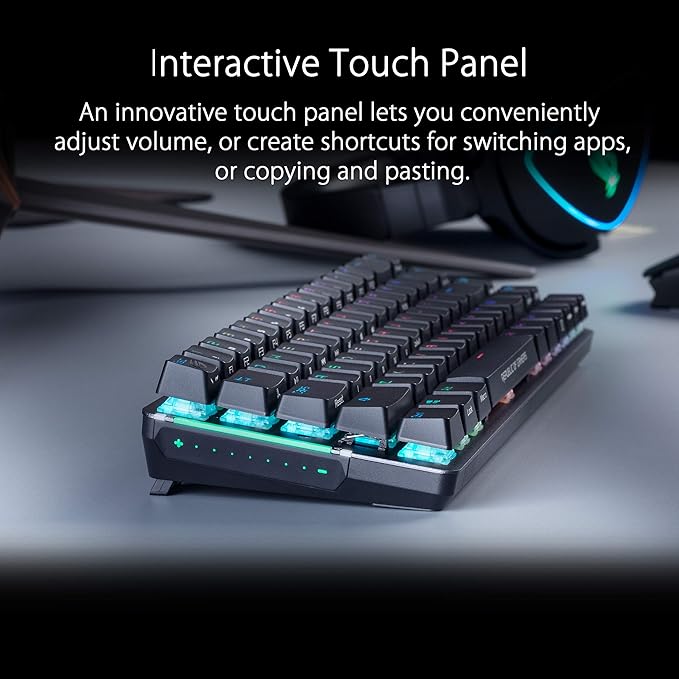 ASUS ROG Falchion NX 65% Wireless RGB Gaming Mechanical Keyboard | ROG NX Red Linear Switches, PBT Doubleshot Keycaps, Wired / 2.4G Hz, Touch Panel, Keyboard Cover Case, Macro Support
