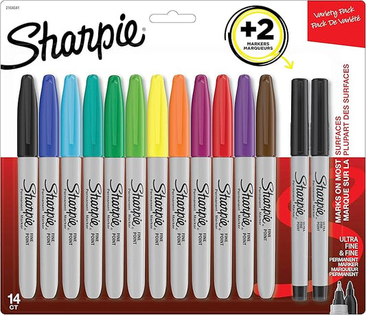 SHARPIE Fine Point Permanent Marker Set - 12 Assorted Fine Point Markers plus 2 Ultra Fine Point Markers