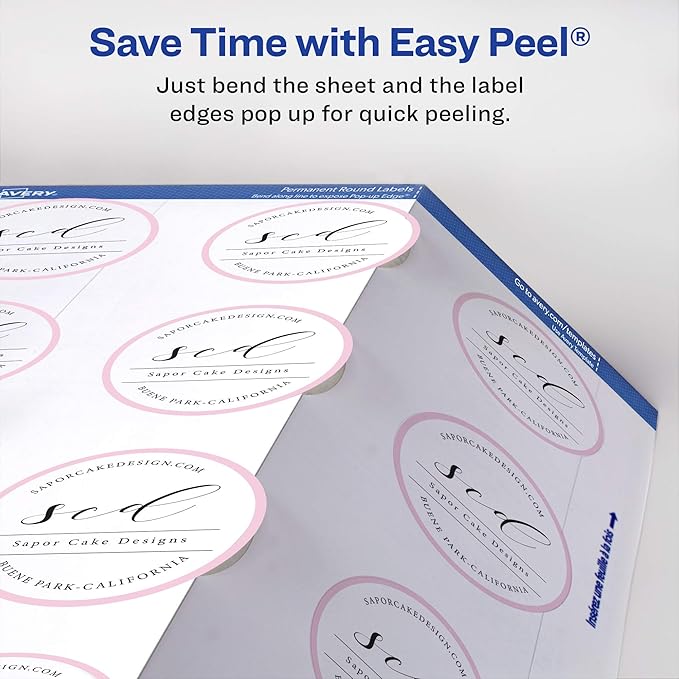 Avery Printable Round Labels with Sure Feed, 3/4" Diameter, Matte White, 800 Customizable Labels (4221)