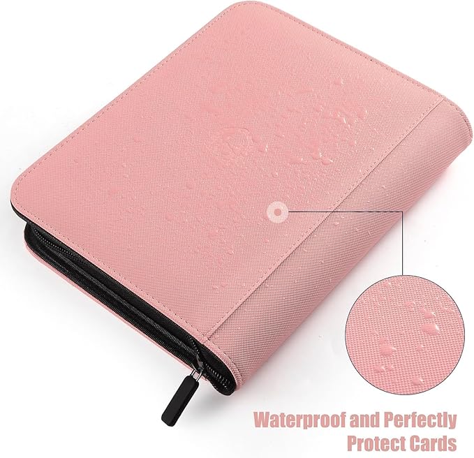 Card Binder 16 Pocket with Zipper, 1024 Pockets Trading Card Holder Book, Premium PU Cover Zip Folder Binder, Side Loading Carrying Case Binder Album for TCG, MTG, Sports Cards, Game Cards