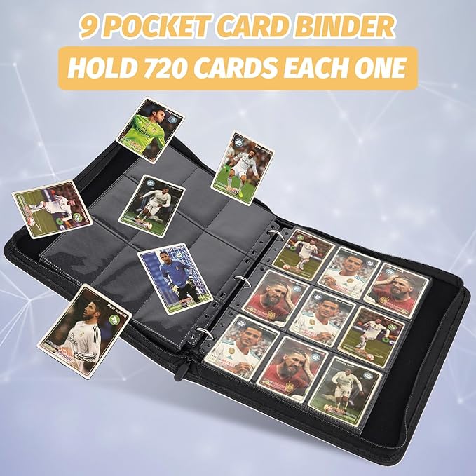 9 Pocket Card Binder, Premium Zip Trading Card Binder, 720 Double Sided Pocket PU Card Collection Binder, Collector Card Album, Card Folder for MTG, TCG, Sports Cards, Game Cards (White)