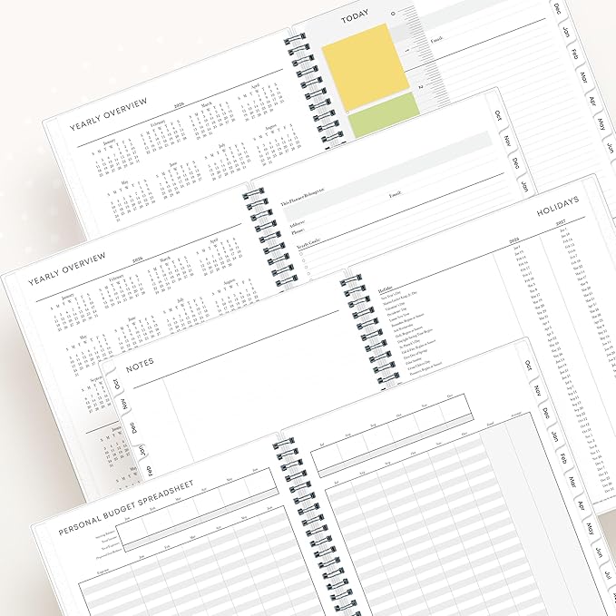 Blue Sky 15 Month 2026 Weekly and Monthly Planner Calendar, October 2025 - December 2026, 7" x 9", Flexible Cover, Durable Twin Wire Binding, Laminated Tabs, Includes Ruler & Sticky Notes, Aiden Dark
