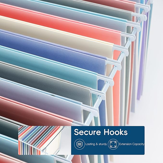 Hanging File Folders,Purple 25 Pack Letter Size File Folders with 1/5-cut Tabs,Office Essentials for Filing Cabinet & Desk Storage