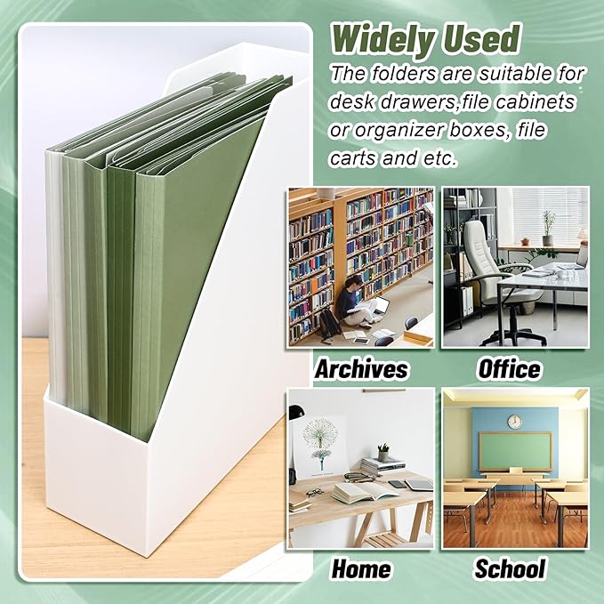 Whaline 24 Pack Sage Green File Folders Letter Size 1/3 Cut Tab Gradient Green File Pockets 8.9 x 11.6 Inch 4 Colors Paper Folders for Documents Business Office School Classroom Home Supplies