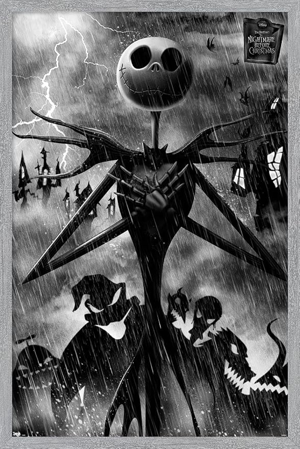 Disney Tim Burton's The Nightmare Before Christmas - Shadows Wall Poster, 34L" x 22.4W", Gray Framed Version