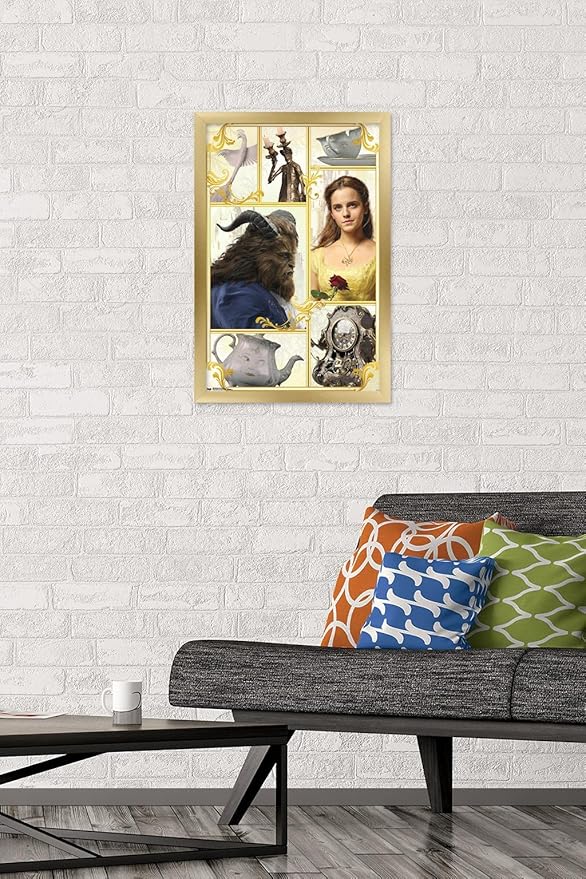 Trends International Disney Beauty And The Beast - Group Wall Poster, 14.725" x 22.375", Gold Framed Version