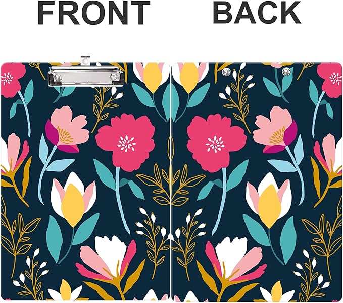 Fashion Clipboard, A4 Letter Size Wooden Decorative Clipboards for Teacher, Nurse, Doctor,Student and Kids, Cute Design for Standard Size 12.2" x 8.9"(C-Charming Flower)