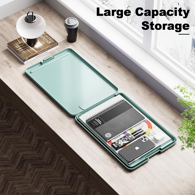 Hongri Clipboard with Storage, 8.5 x 11 Nursing Clip Board Foldable Storage for Nurses, Lawyers, Students, Classroom, Office, School, Size 13.4 x 9.4 X 0.9 in, Green