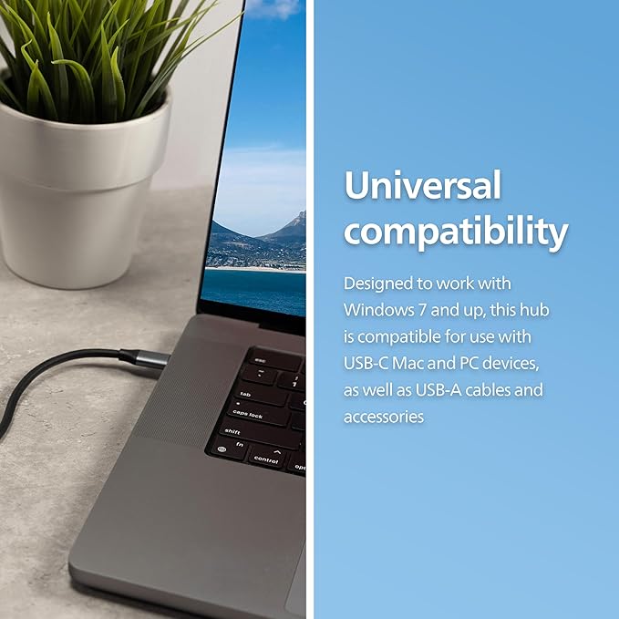 PHILIPS USB-C to USB Hub 3 Pack, 4 USB 2.0 Ports, 480 Mbps Data Transfer Speed, USB Multiport Adapter, Aluminum Case, Travel, School, Home, SWL3173M/37