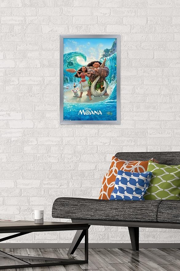 Disney Moana - Ocean Floor Wall Poster, 22.4L" x 14.7W", Silver Framed Version