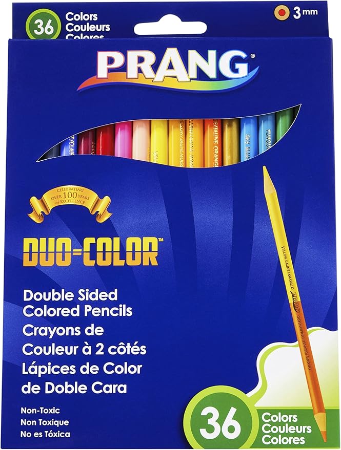 Prang Duo-Color Colored Pencil Sets, 3 Mm, 2b (#1), Assorted Lead/barrel Colors, 18/pack