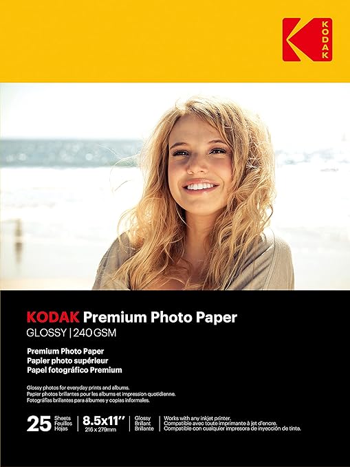 Kodak Premium photo paper 8.5 x 11 glossy, 25 count 64 lb - 240 gsm (41173-9891178