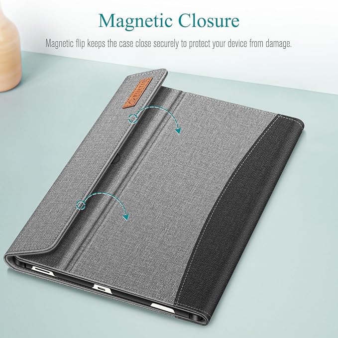 Fintie Case for Samsung Galaxy Tab S10 Lite/ S10 FE/ S9 FE 5G 10.9 Inch/Tab S9 11 Inch with Built-in S Pen Holder, Multiple Angle Portfolio Business Cover with Pocket Auto Sleep/Wake, Gray