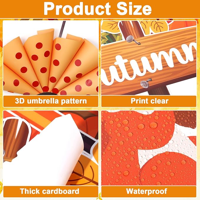 3D Fall Bulletin Board Set Autumn Classroom Decorations Umbrella Cutouts Fall in Love with Learning Paper Cutouts 101Pcs for Thanksgiving School Chalkboard Home Wall Door Teacher Supplies