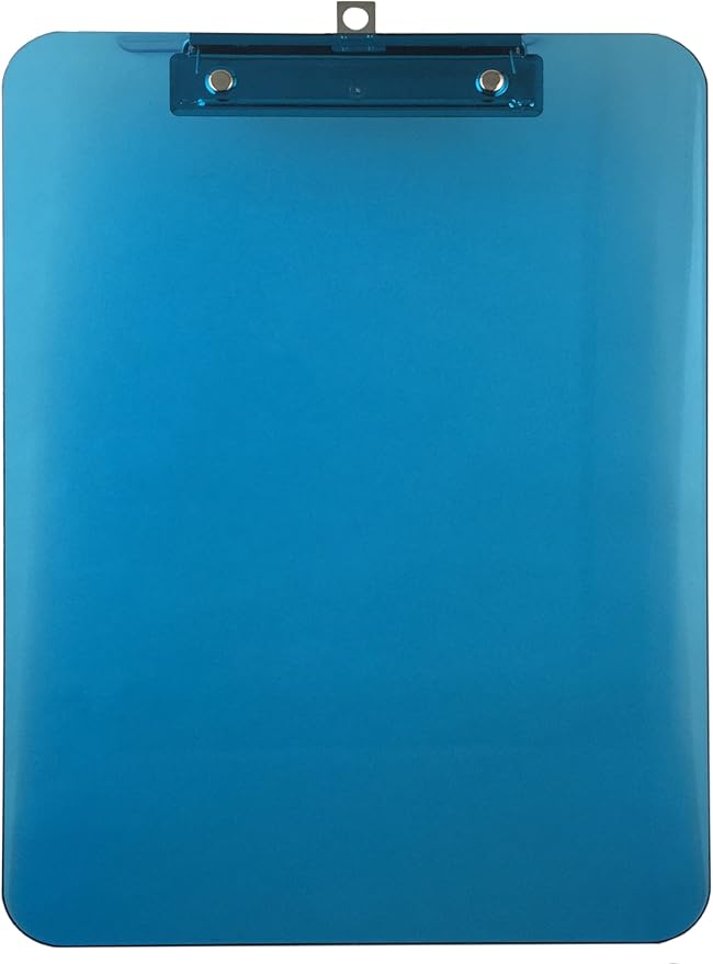 Trade Quest Plastic Clipboard Transparent Color Letter Size Low Profile Clip (Pack of 6) (Blue)
