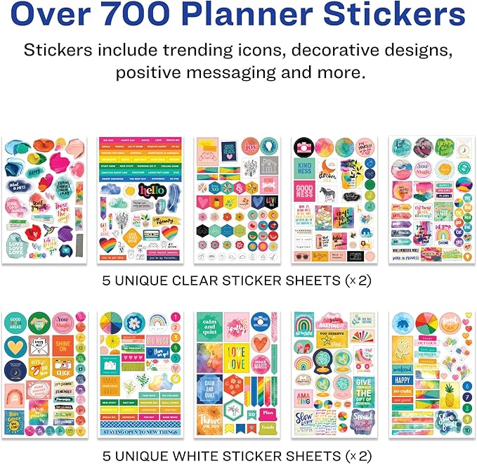 Avery + Amy Tangerine Designer Collection Planner Stickers, 20 Sticker Sheets, 744 Total, Weekly, Monthly and Daily Accessories for Journals and Calendars (6782)