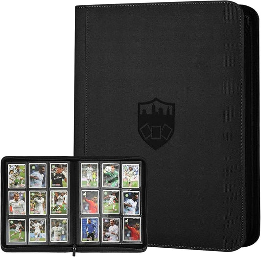 Trading Card Binder 9 Pocket, GERMUN PU Cover Card Binder for 360 Cards, Premium Trading Card Holder Folders, Double Sided Pocket Card Album for MTG, TCG (Black)