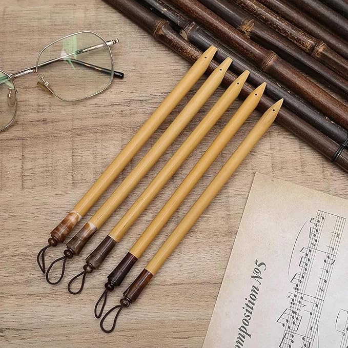 5Pcs 5pcs Calligraphy Dip Pen, Bamboo Reed Qalam Pens, Vintage Handcrafted Manga Calligraphy Pens, Comic Pen Nib Set for Writing, Calligraphy, Painting, Drawing