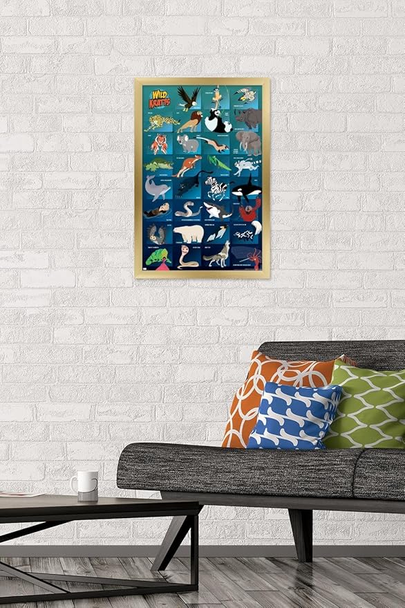 Wild Kratts - Grid Wall Poster, 22.4L" x 14.7W", Gold Framed Version